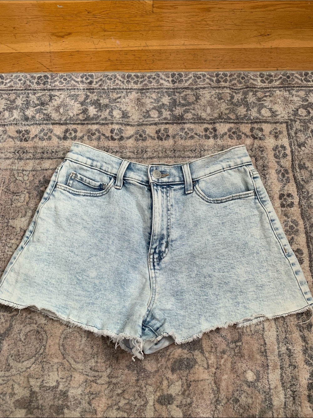 High rise Light Wash Denim Shorts